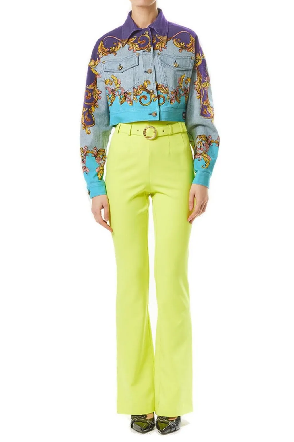 High-Waisted Flared Trousers With Belt
