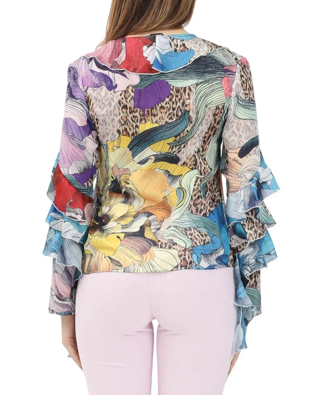 Floral Print Ruffle Blouse