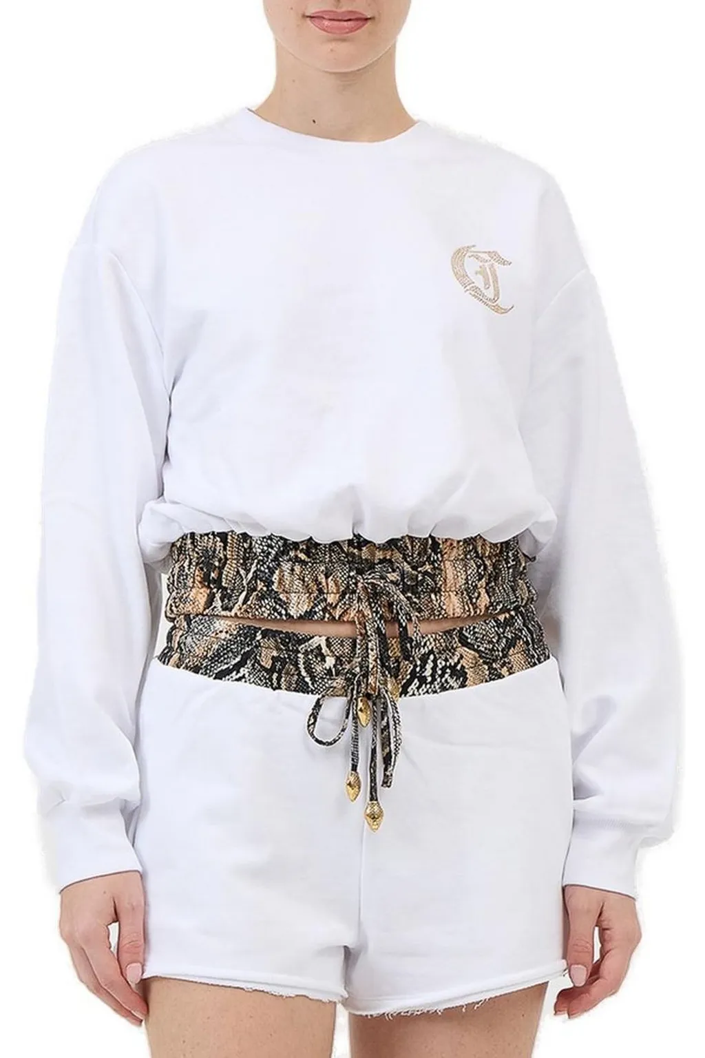 Sweatshirt With Corset Belt And Shorts Set