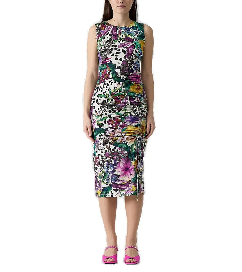 Ruched Floral Print Dress