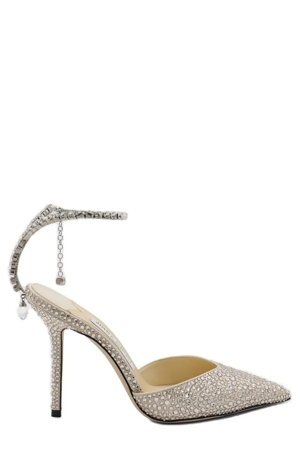 Crystal-Embellished Ankle Strap Pumps