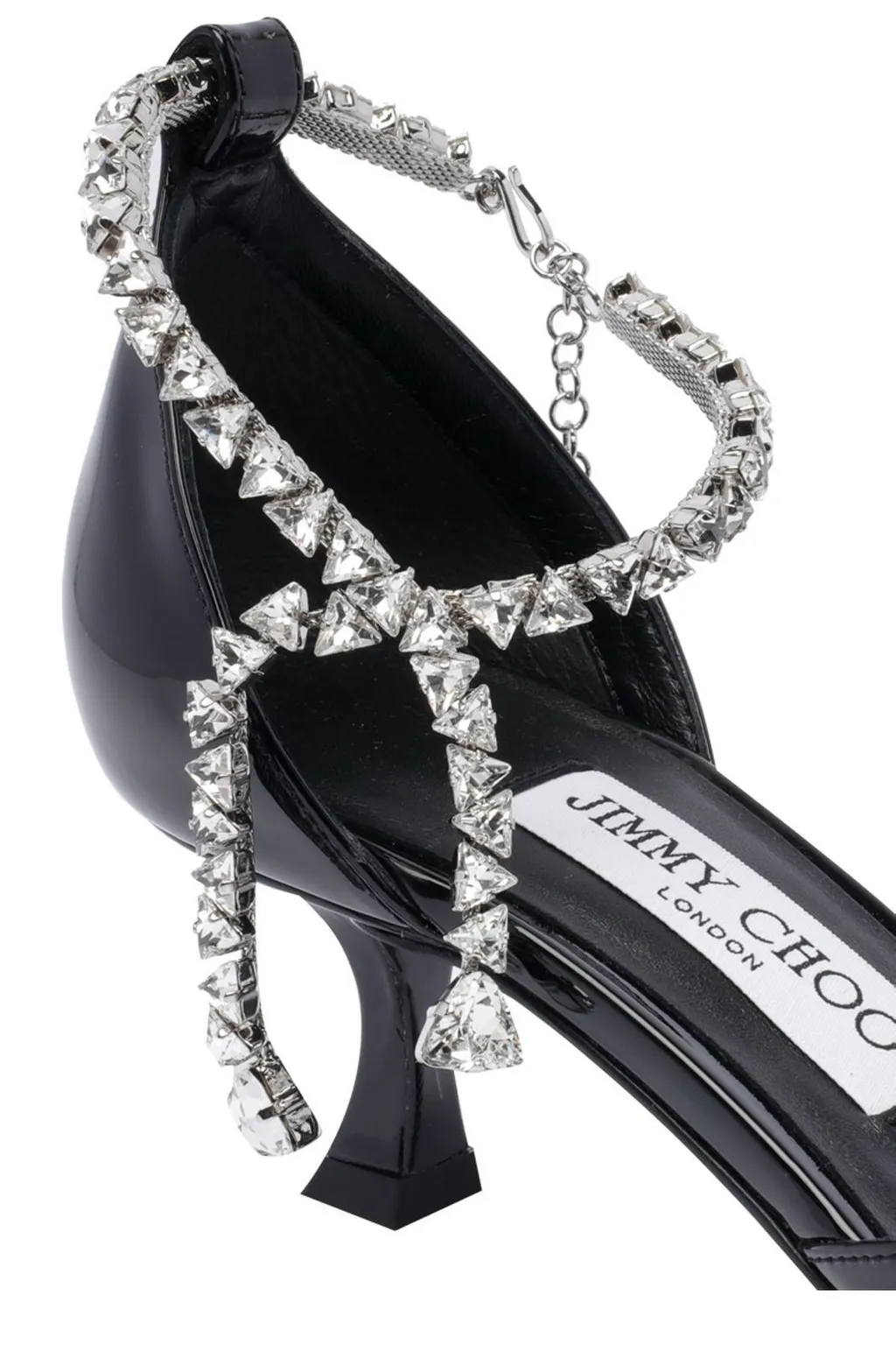 Pointed-Toe Pumps With Ankle Strap And Crystal Embellishment