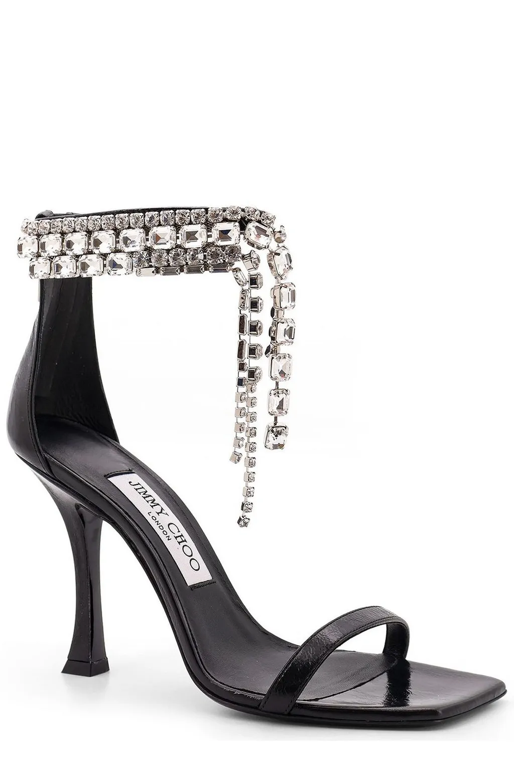 Crystal-Embellished Ankle Strap Sandal