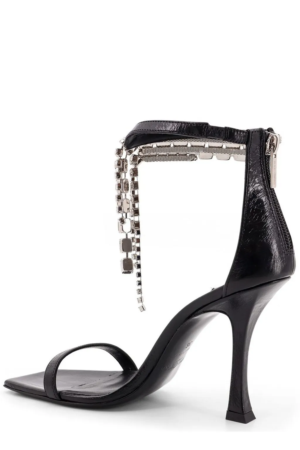 Crystal-Embellished Ankle Strap Sandal