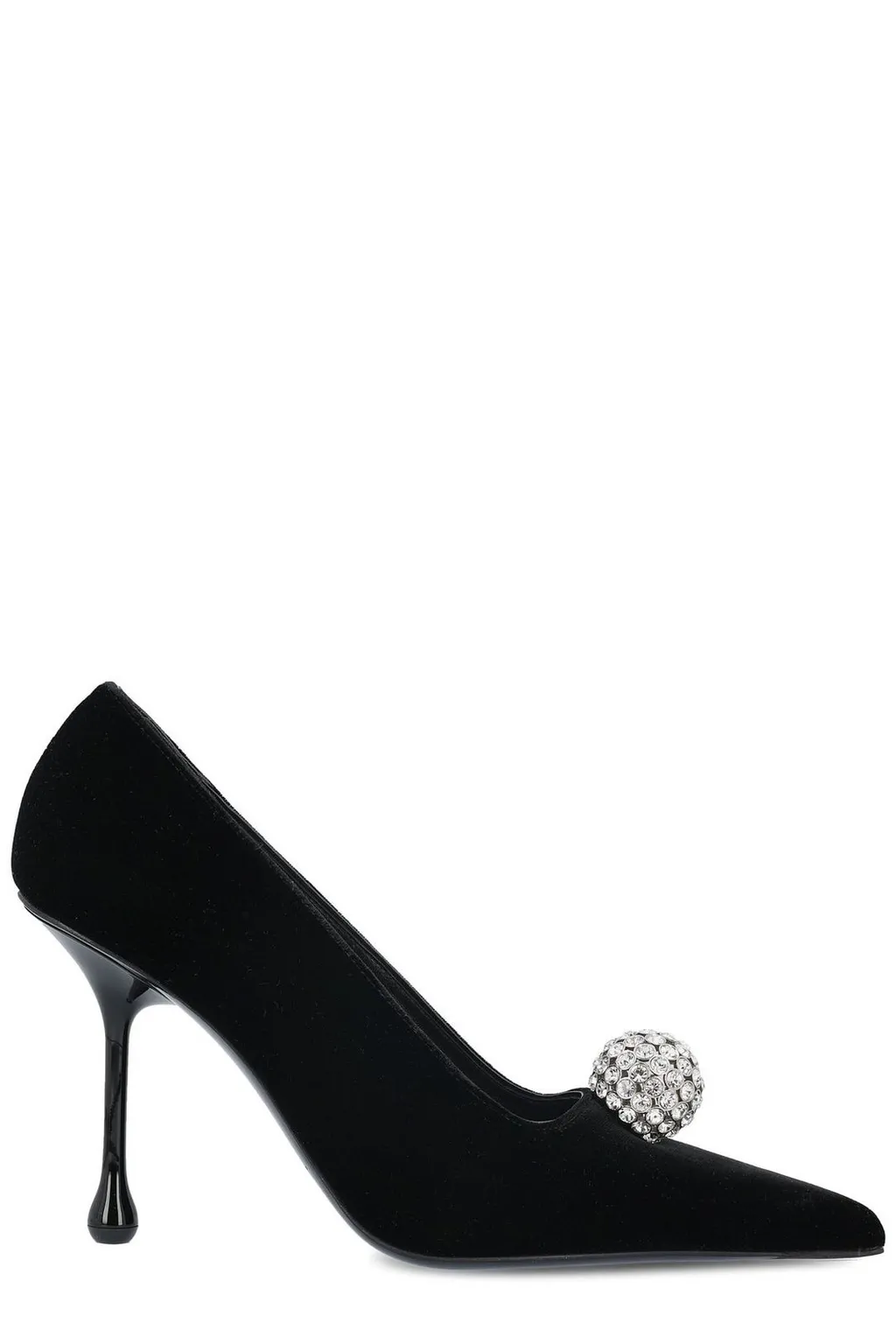 Velvet Pumps With Crystal Ball