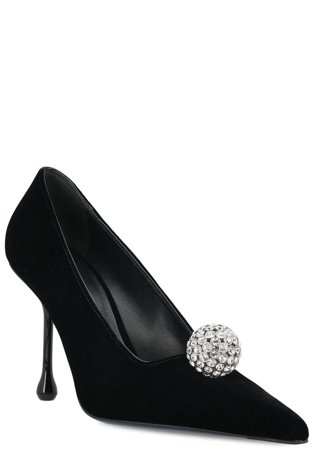 Velvet Pumps With Crystal Ball
