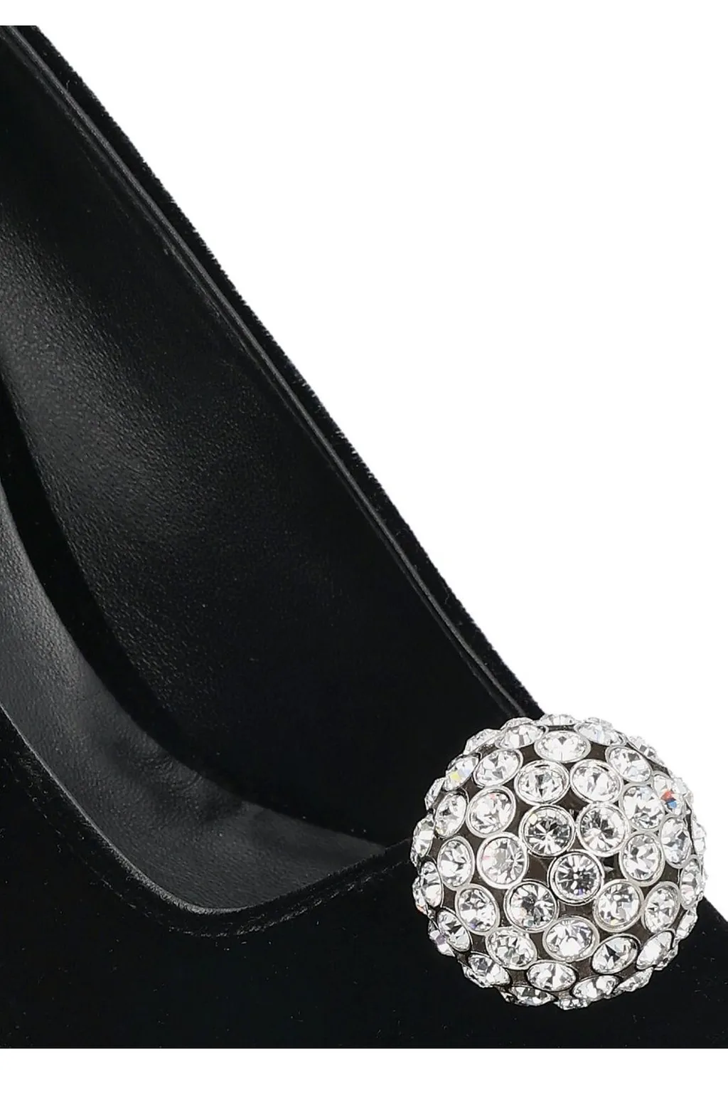 Velvet Pumps With Crystal Ball