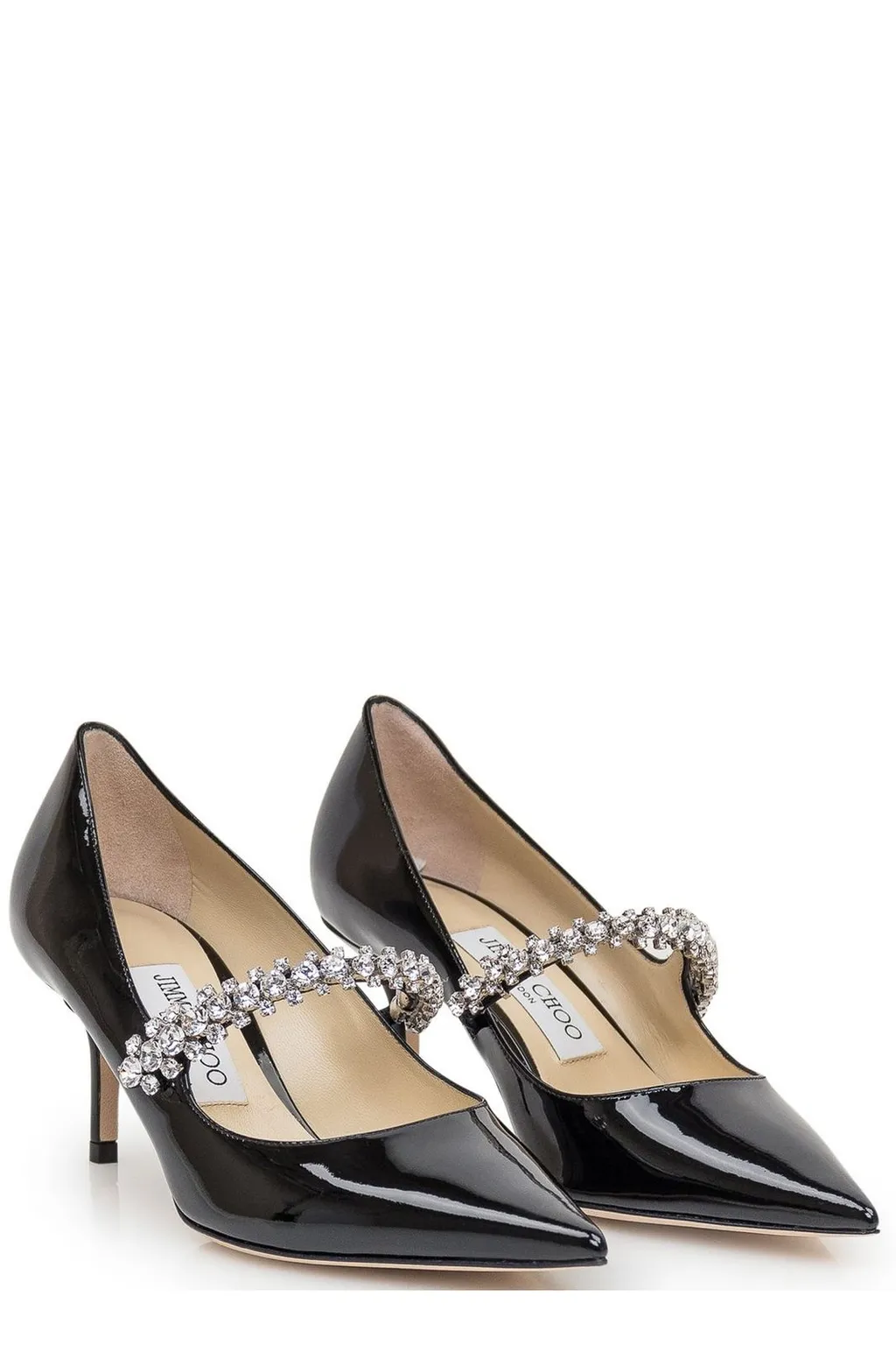 Pointed-Toe Pumps With Crystal Strap