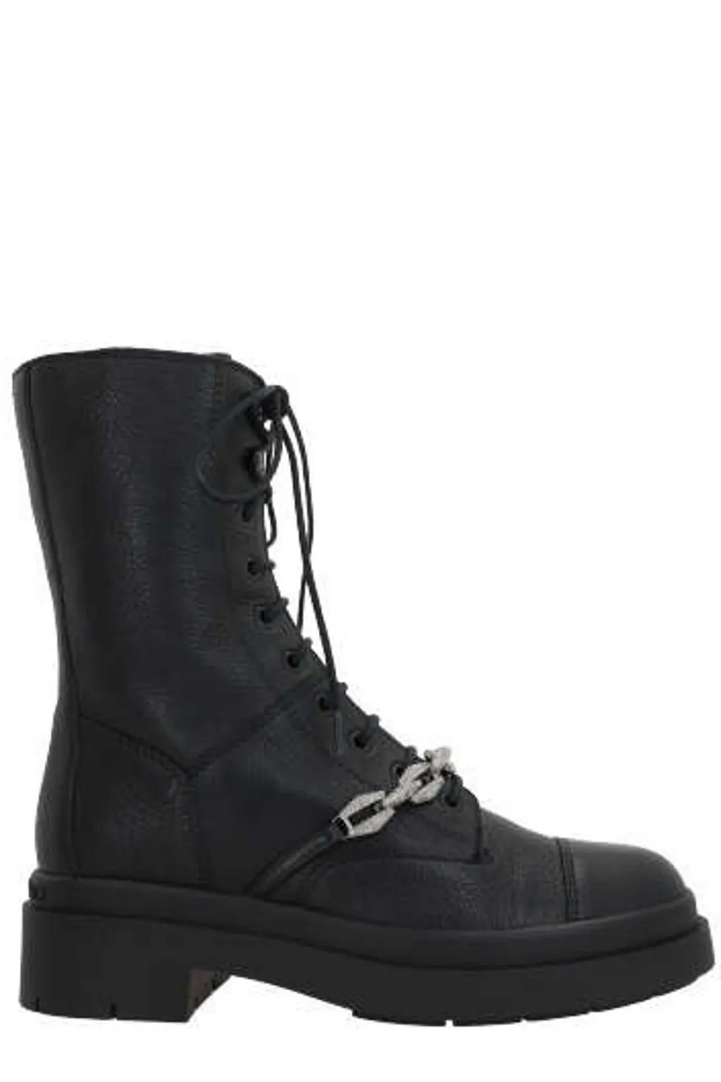 Lace-Up Boots With Chain Detail