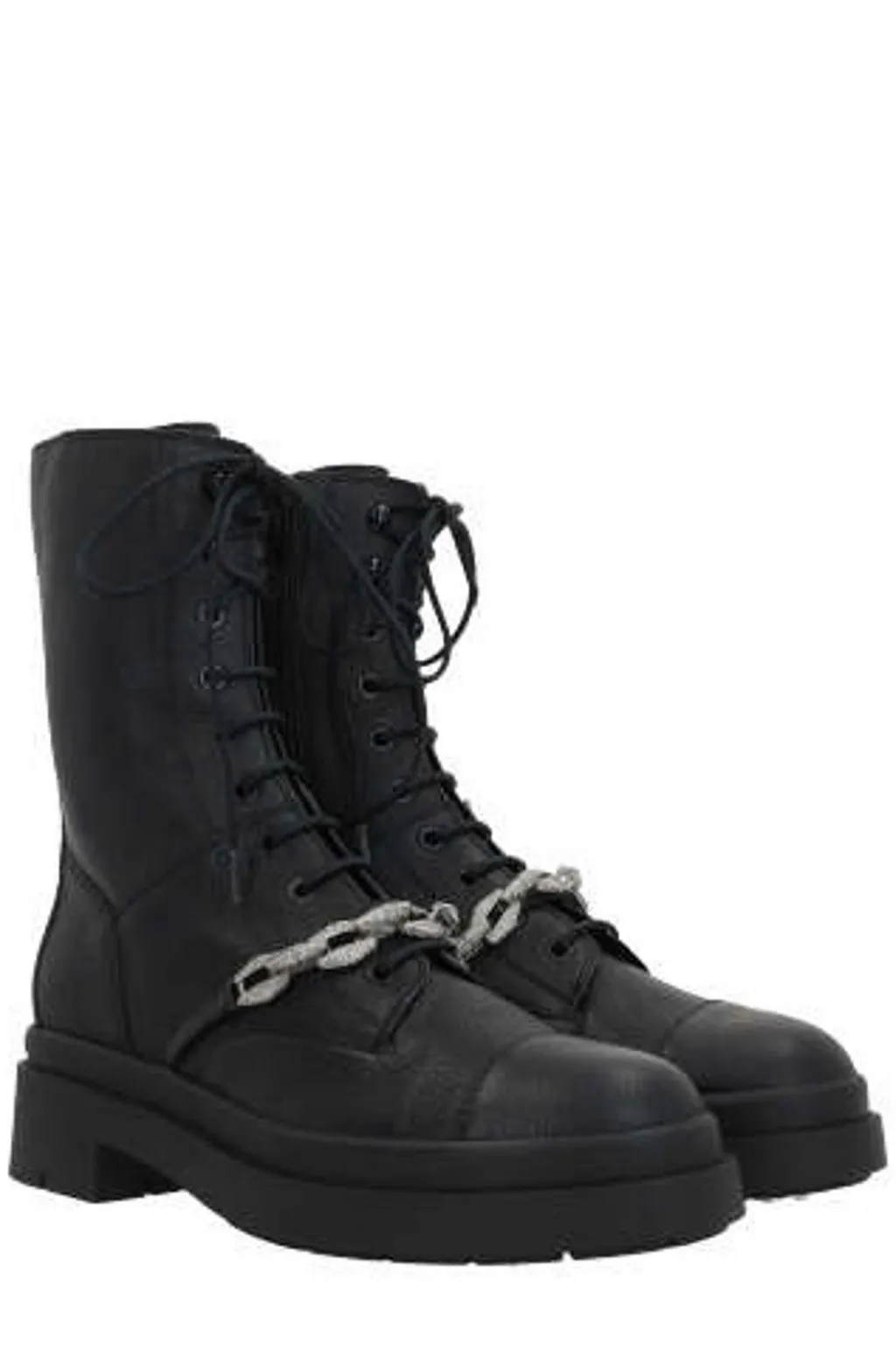 Lace-Up Boots With Chain Detail