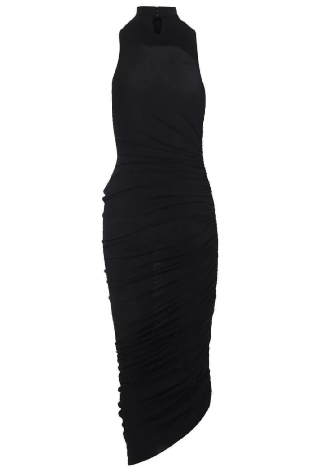 Ruched Asymmetrical Midi Dress