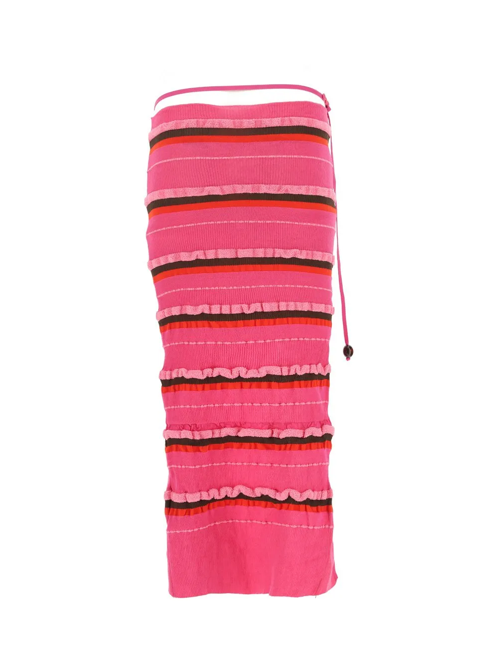 Striped Ruffled Maxi Skirt