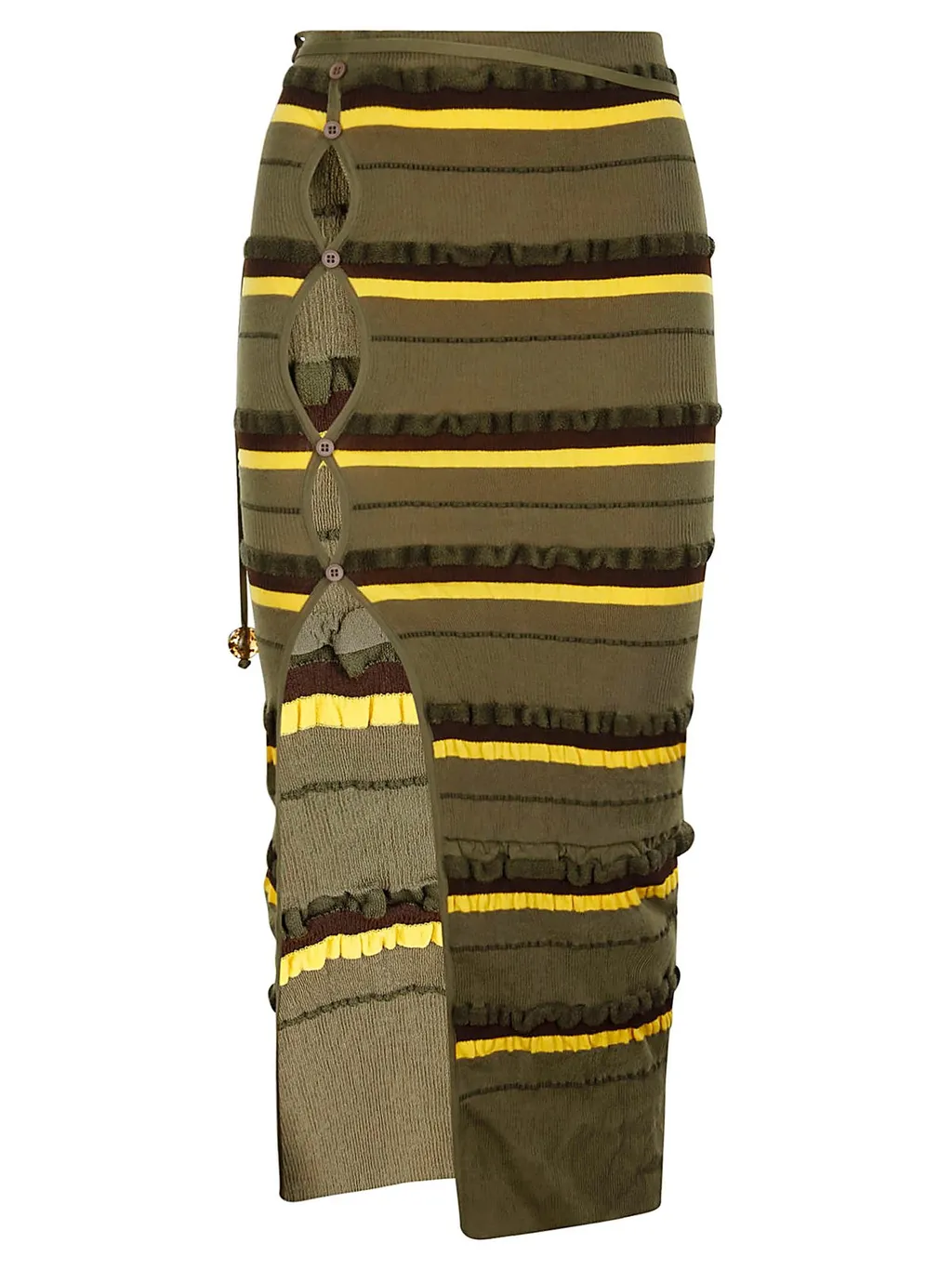 Striped Knit Maxi Skirt With Cut-Out Detail