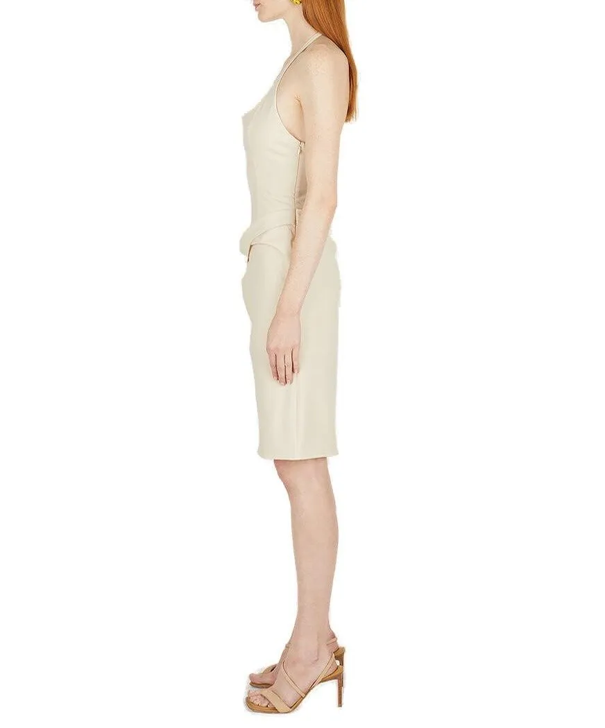 Halterneck Dress With Asymmetrical Drape