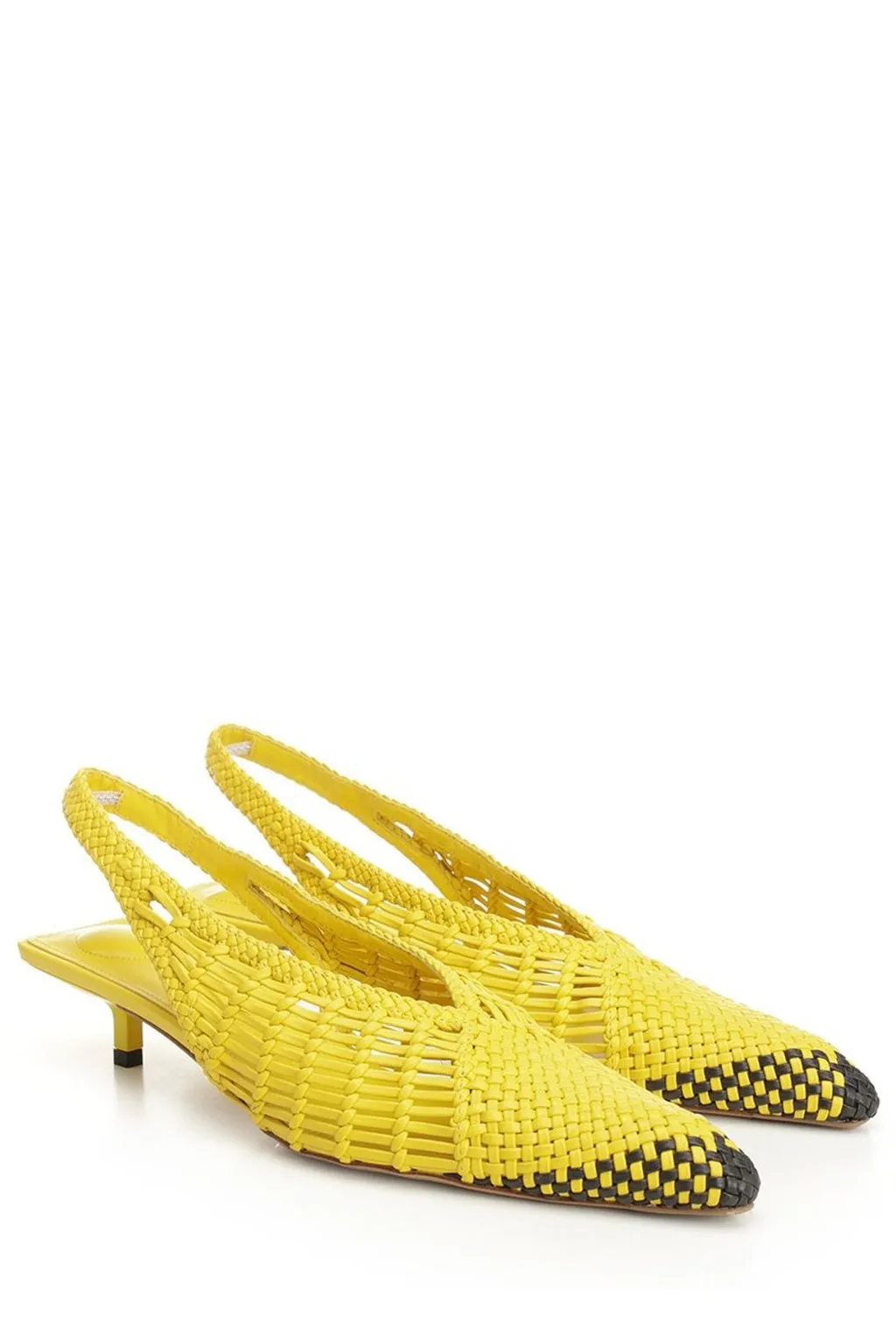 Woven Slingback Kitten Heels