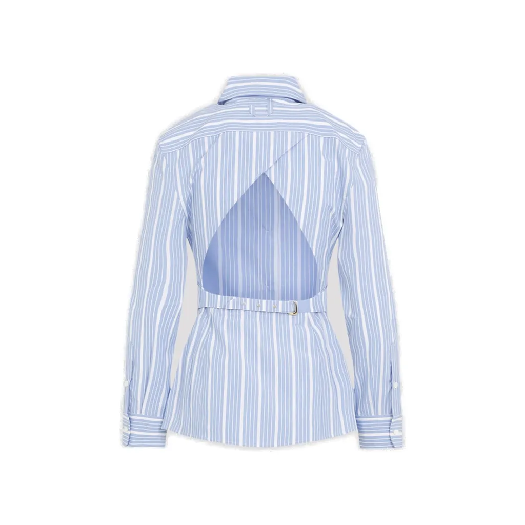 Striped Poplin Shirt With Cut-Out Back