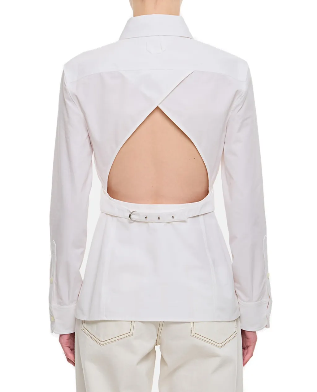 Cotton Poplin Shirt With Open Back