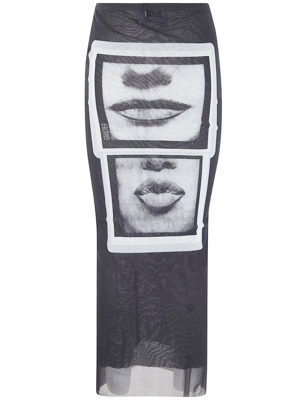 Mesh Maxi Skirt With Face Print