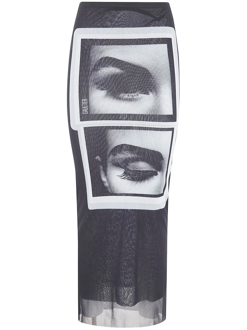 Mesh Maxi Skirt With Face Print