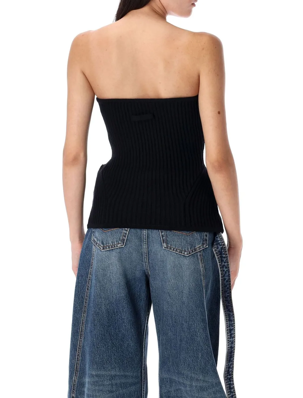 Ribbed Strapless Corset Top