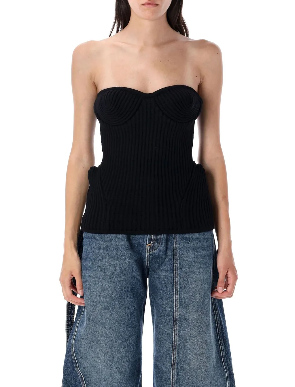Ribbed Strapless Corset Top