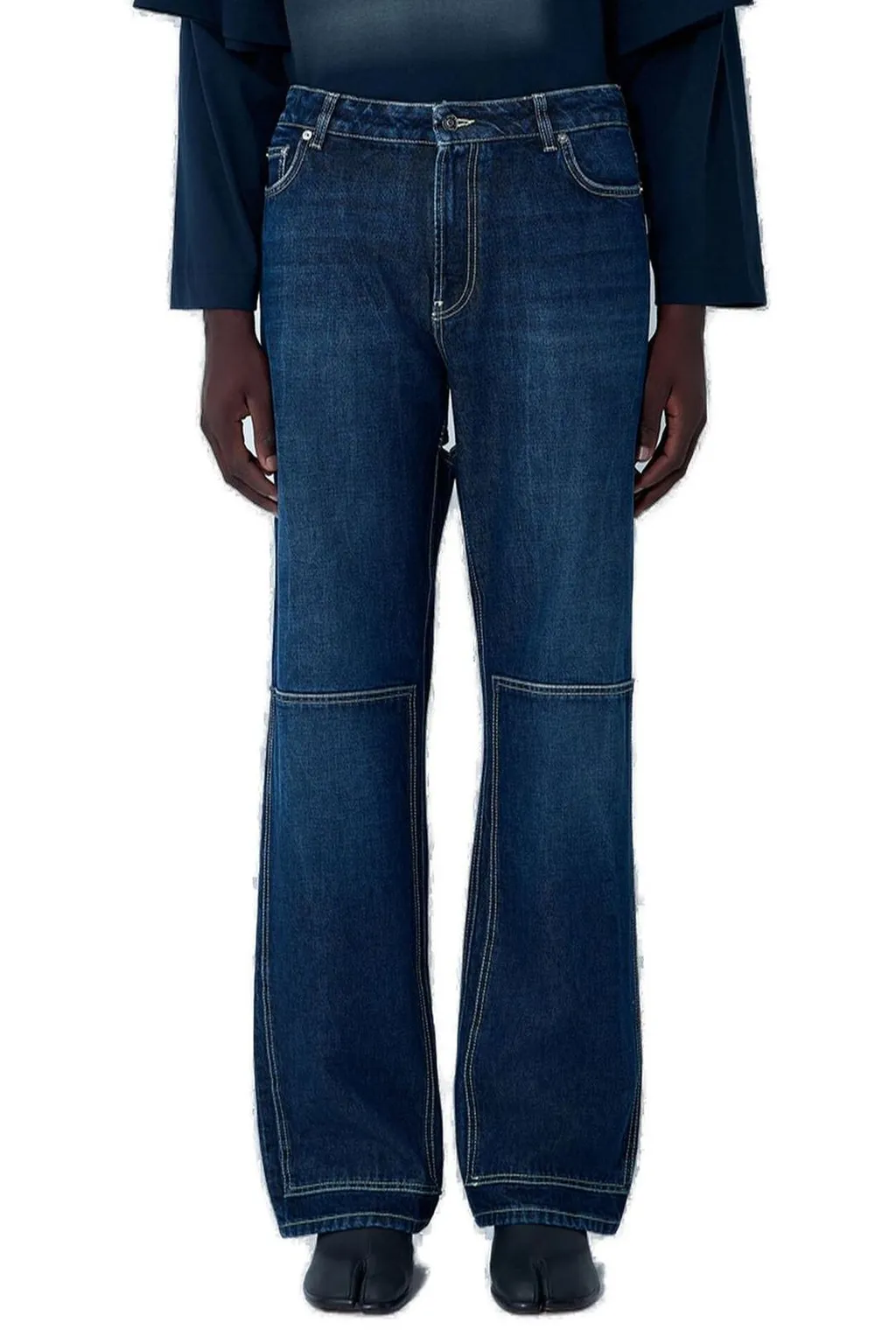 Distressed Wide-Leg Jeans