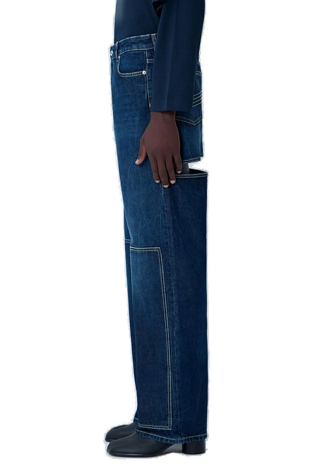 Distressed Wide-Leg Jeans