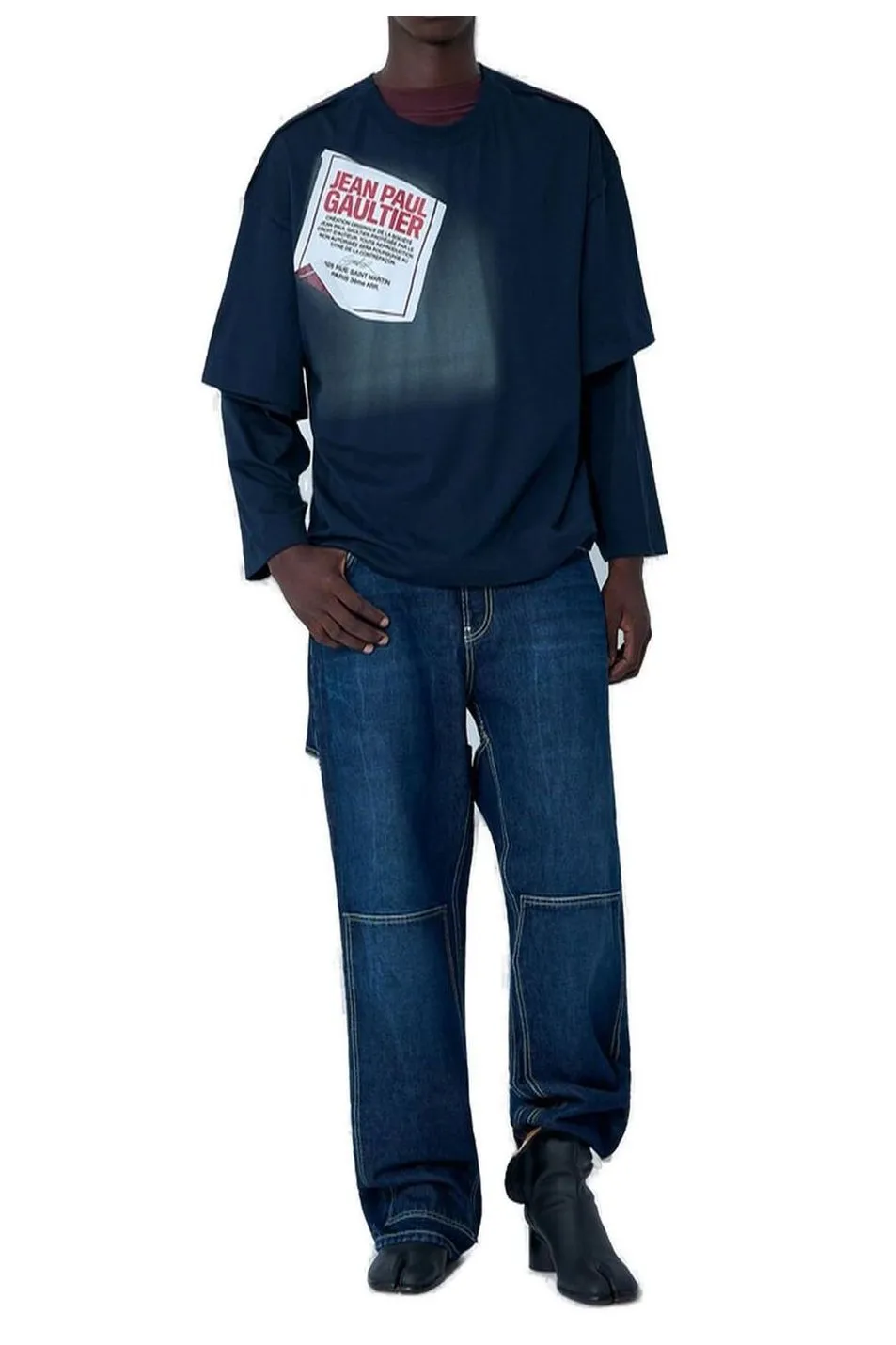 Distressed Wide-Leg Jeans
