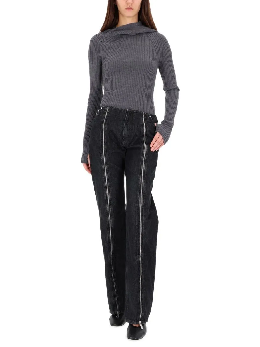 Jeans With Front Zip Detail