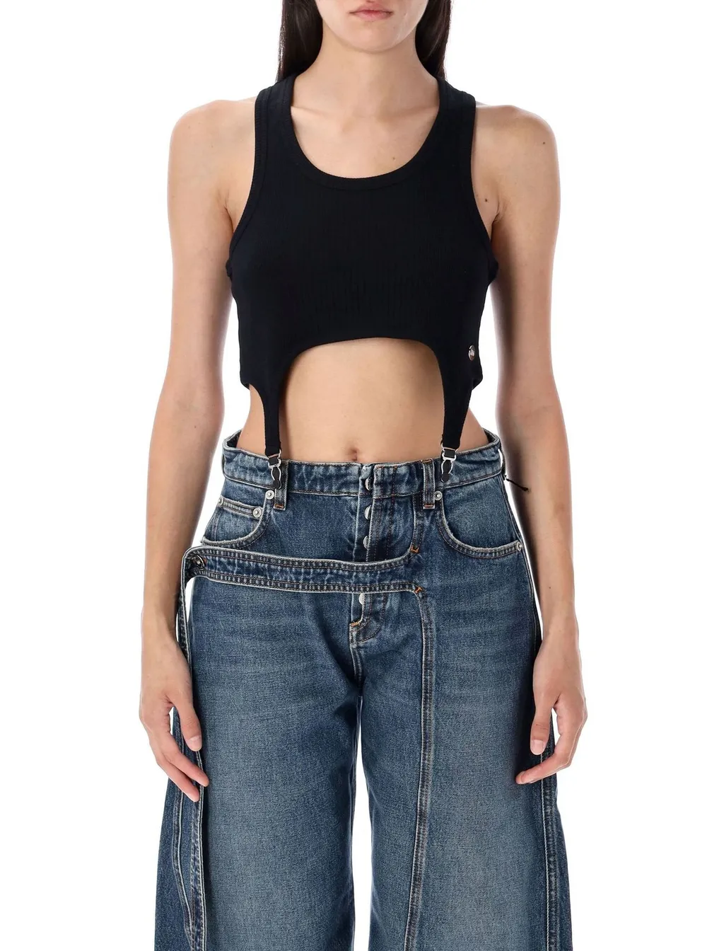 Ribbed Tank Top With Suspenders