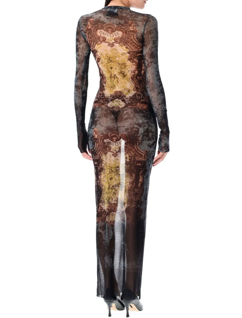 Long Sleeve Mesh Maxi Dress
