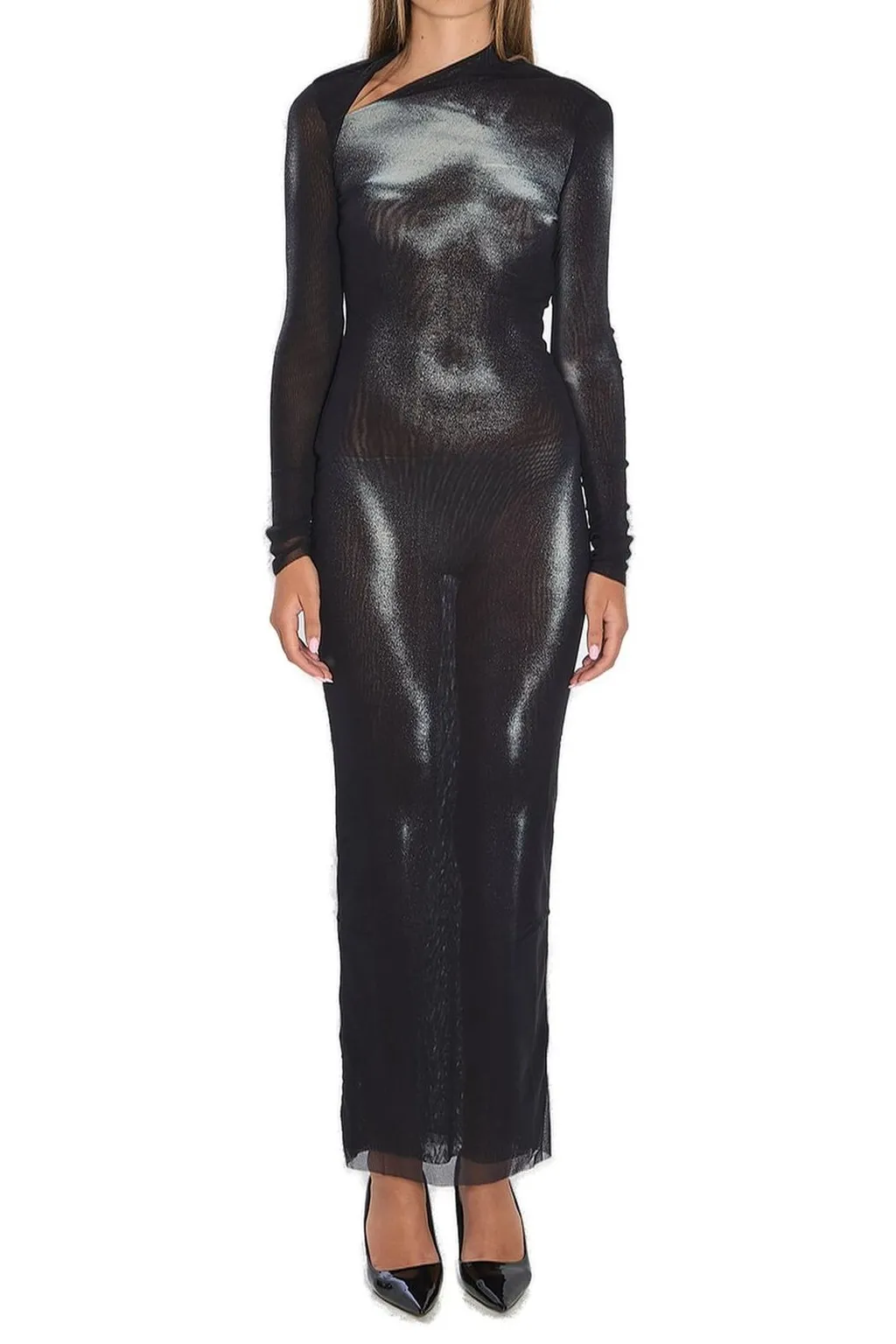 Sheer Long Sleeve Gown