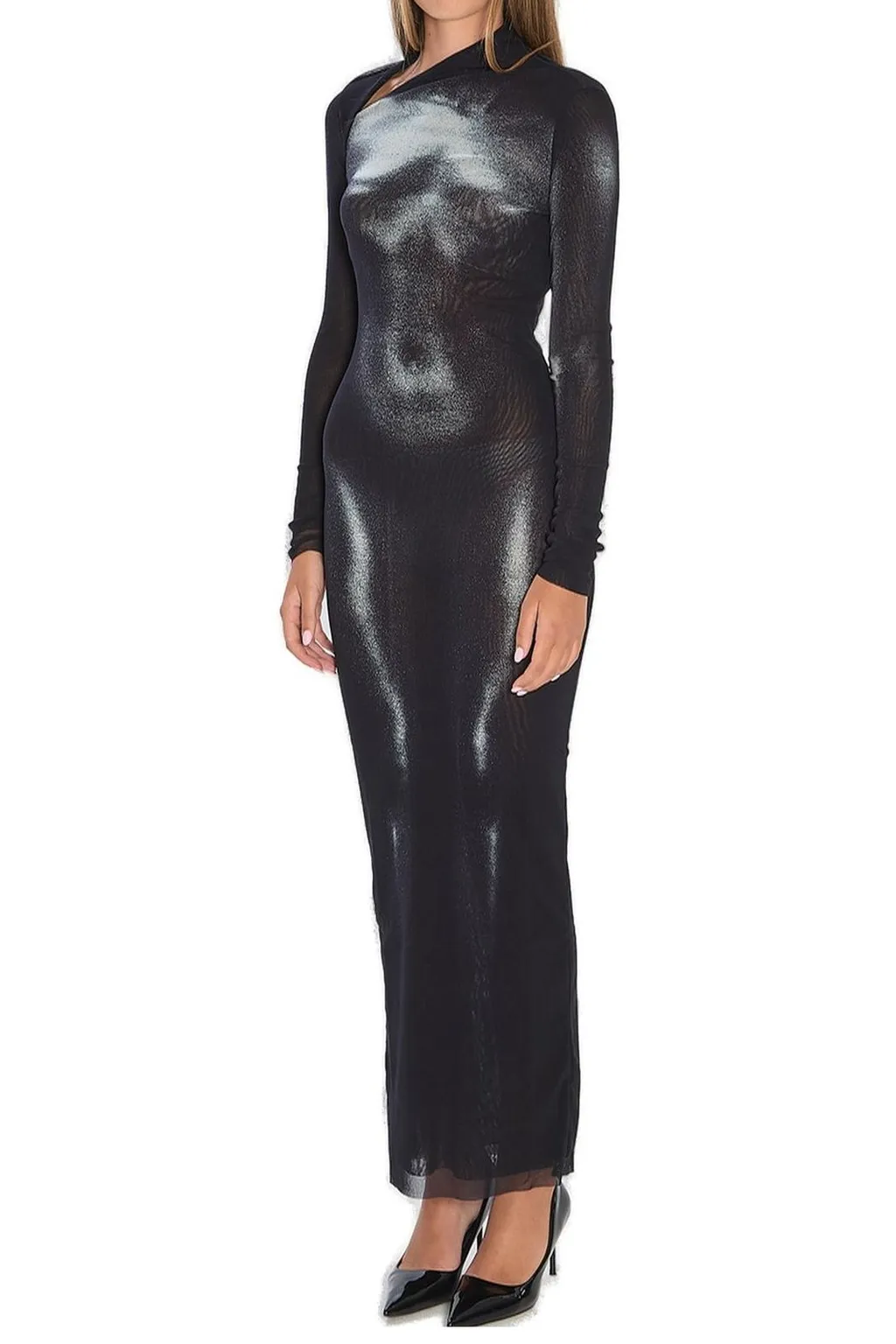 Sheer Long Sleeve Gown