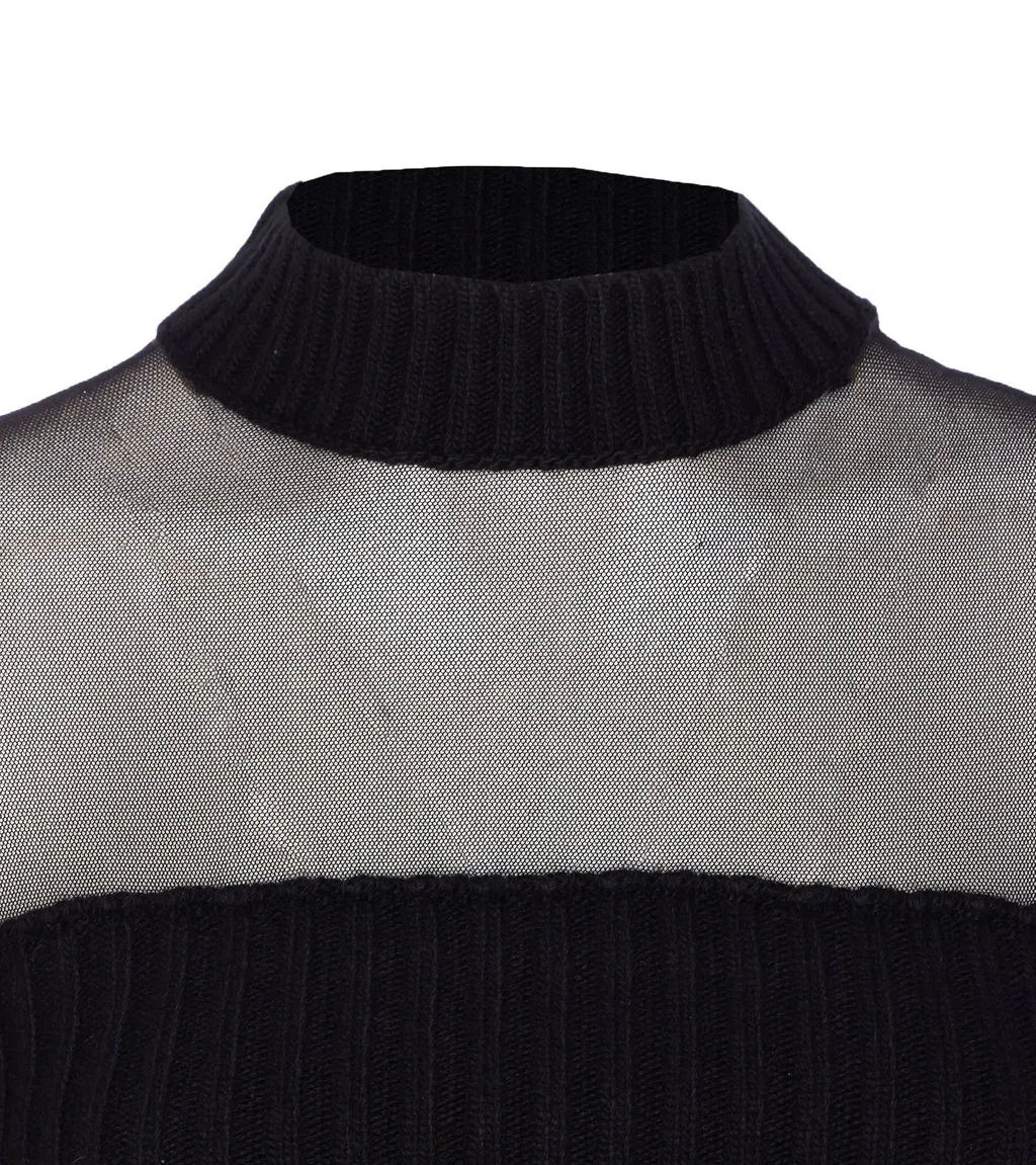 Sheer Panel Knit Sweater