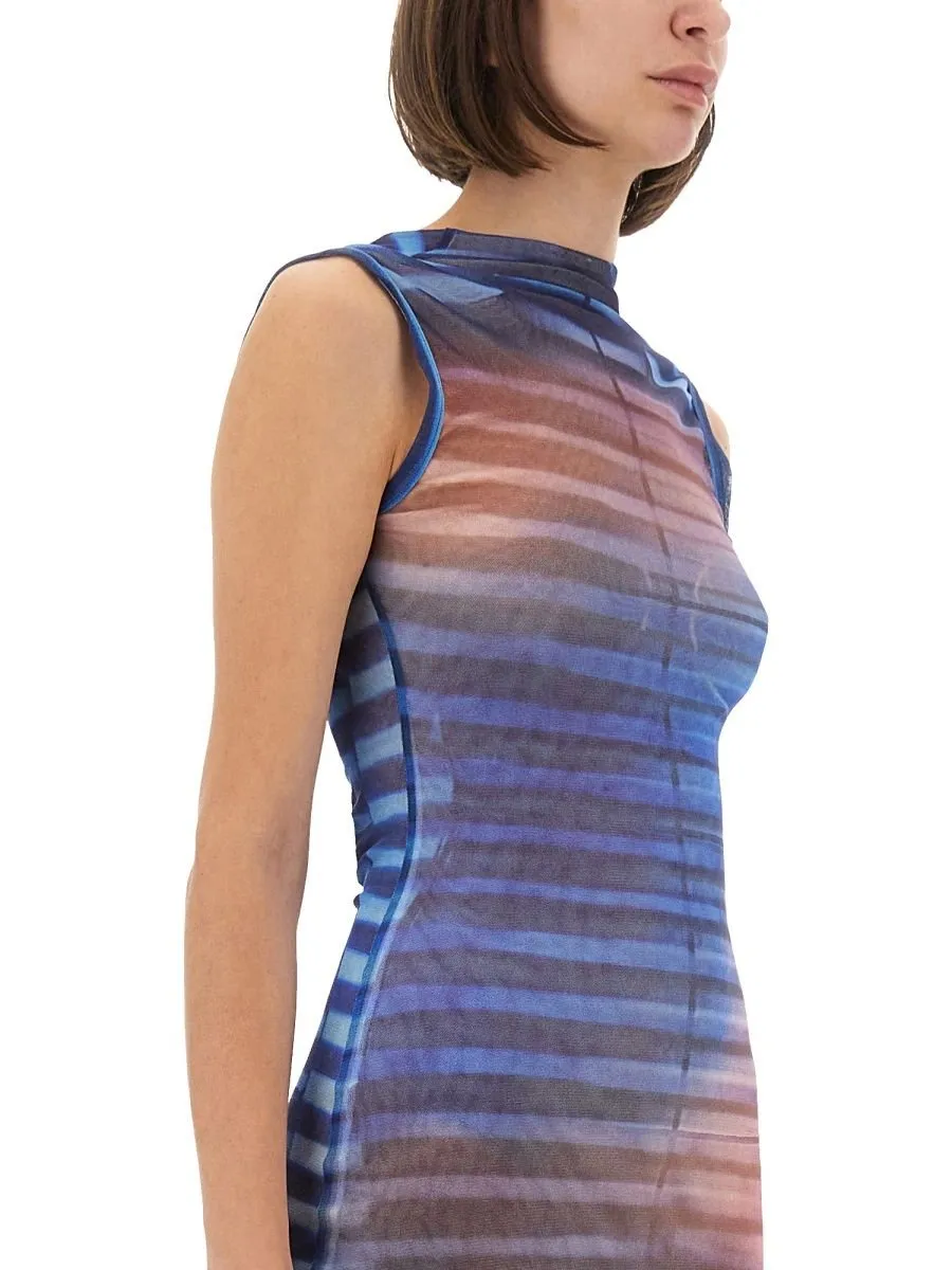 Striped Mesh Maxi Dress