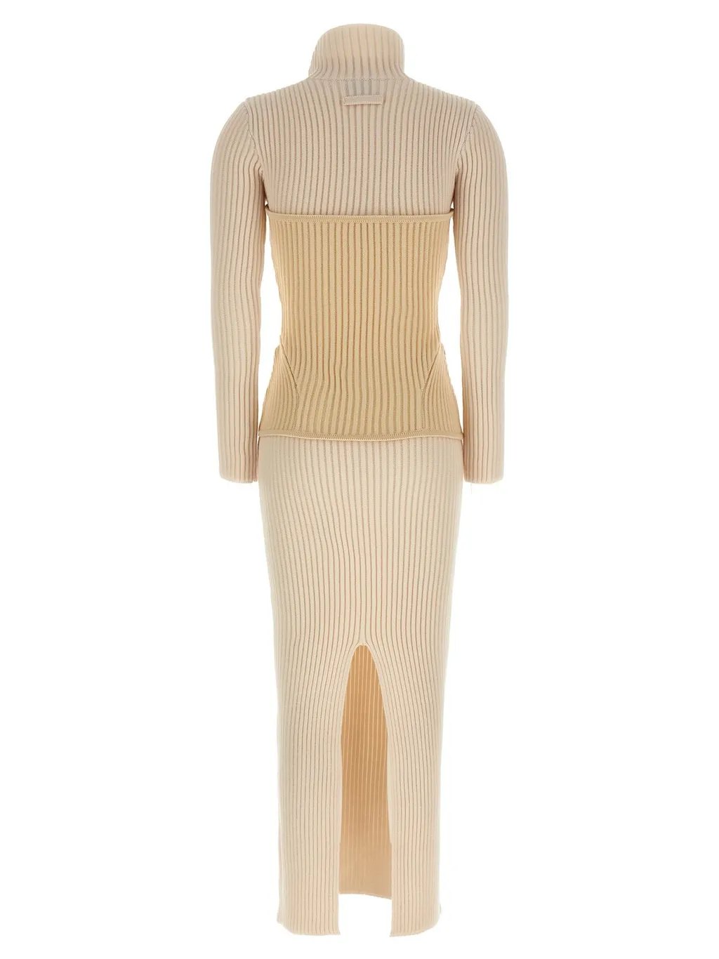 Ribbed Knit Dress With Corset Detail