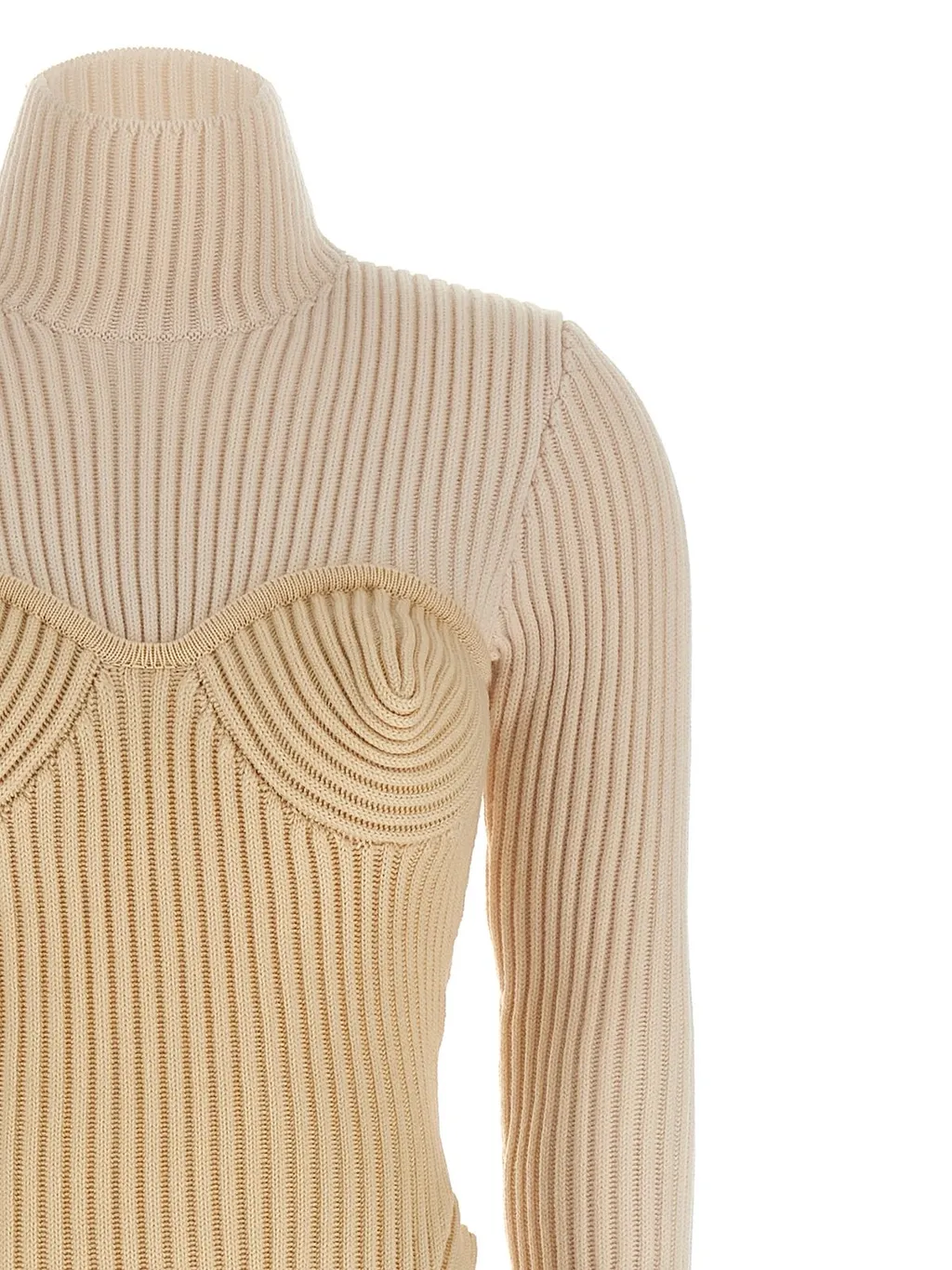 Ribbed Knit Dress With Corset Detail