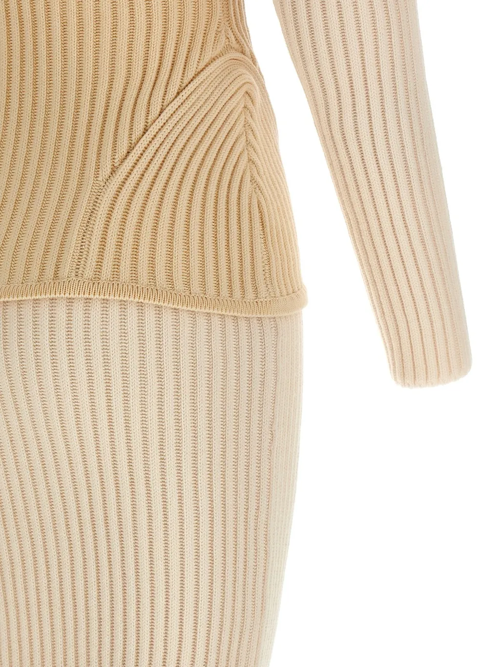 Ribbed Knit Dress With Corset Detail
