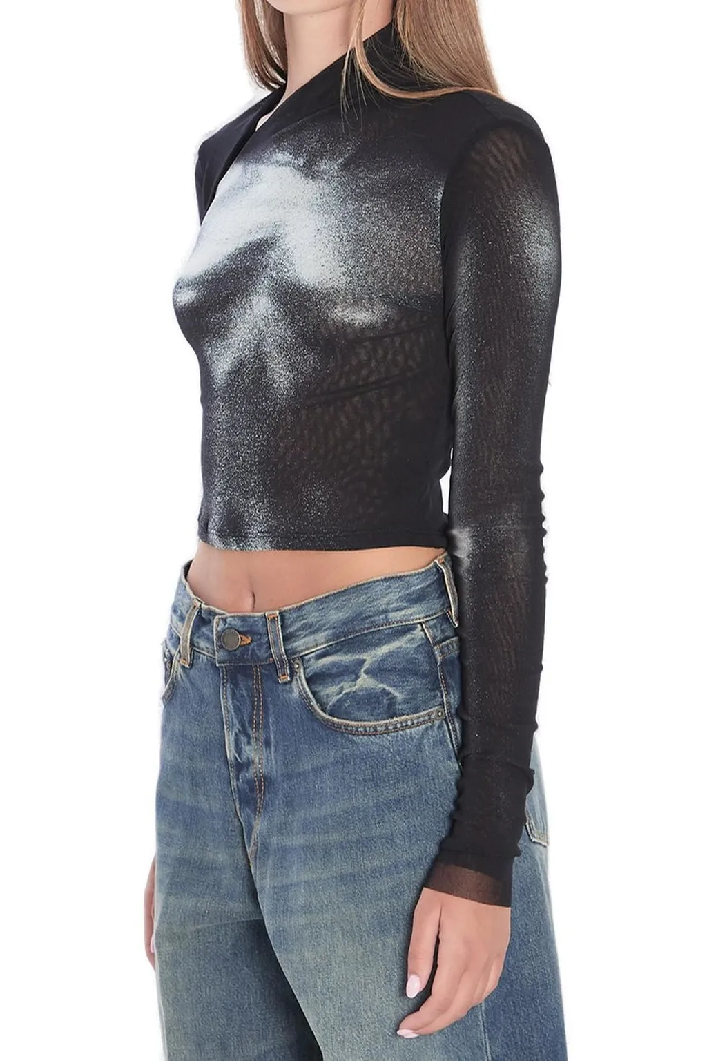Mesh Turtleneck Top