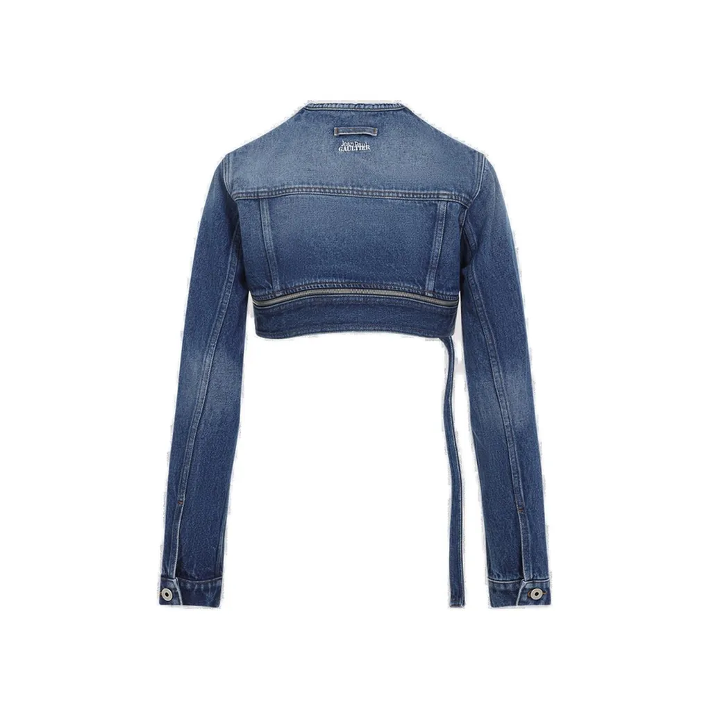 Cropped Denim Jacket With Belt