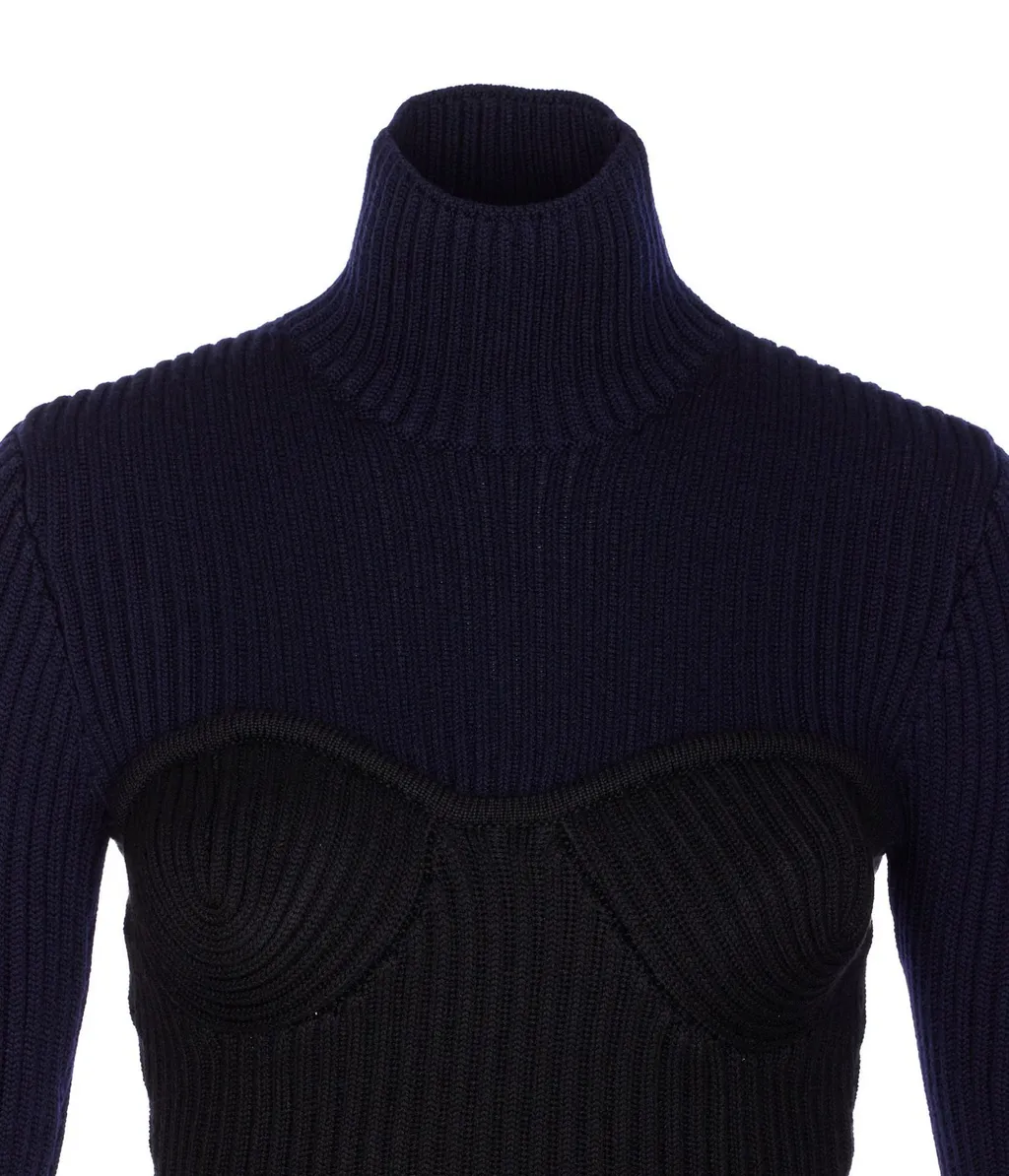 Ribbed Knit Turtleneck Corset Top