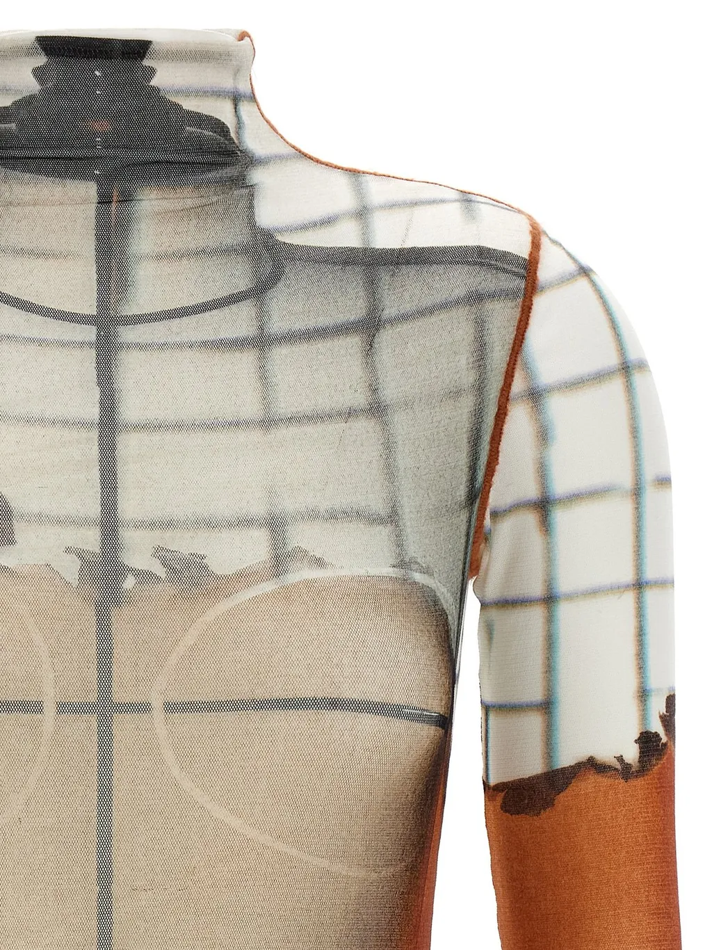 Graphic Print Mesh Bodysuit