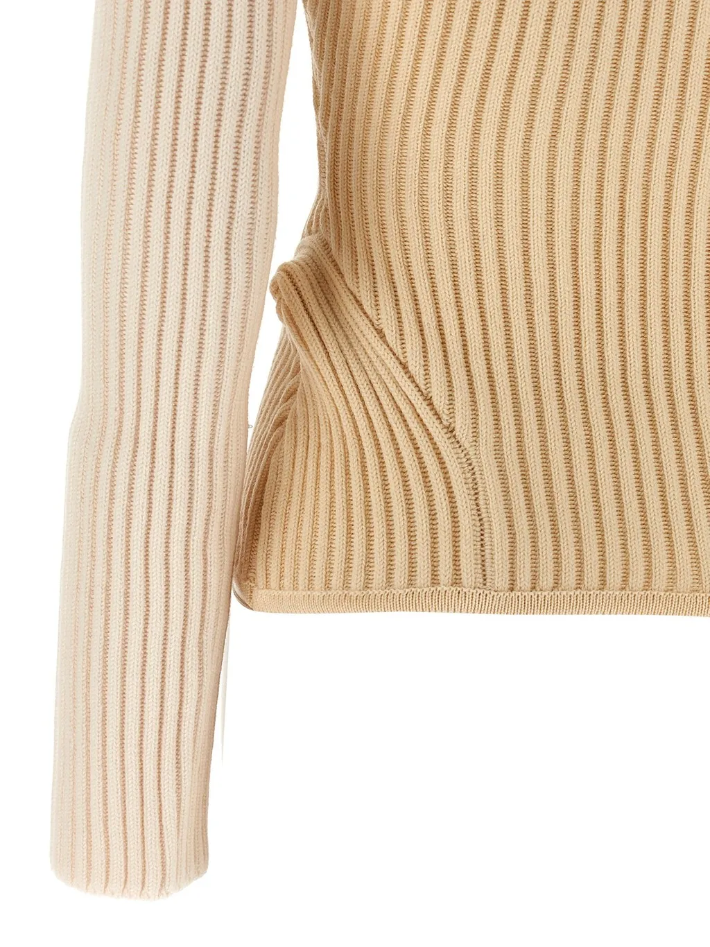 Ribbed Turtleneck Sweater With Corset Detail