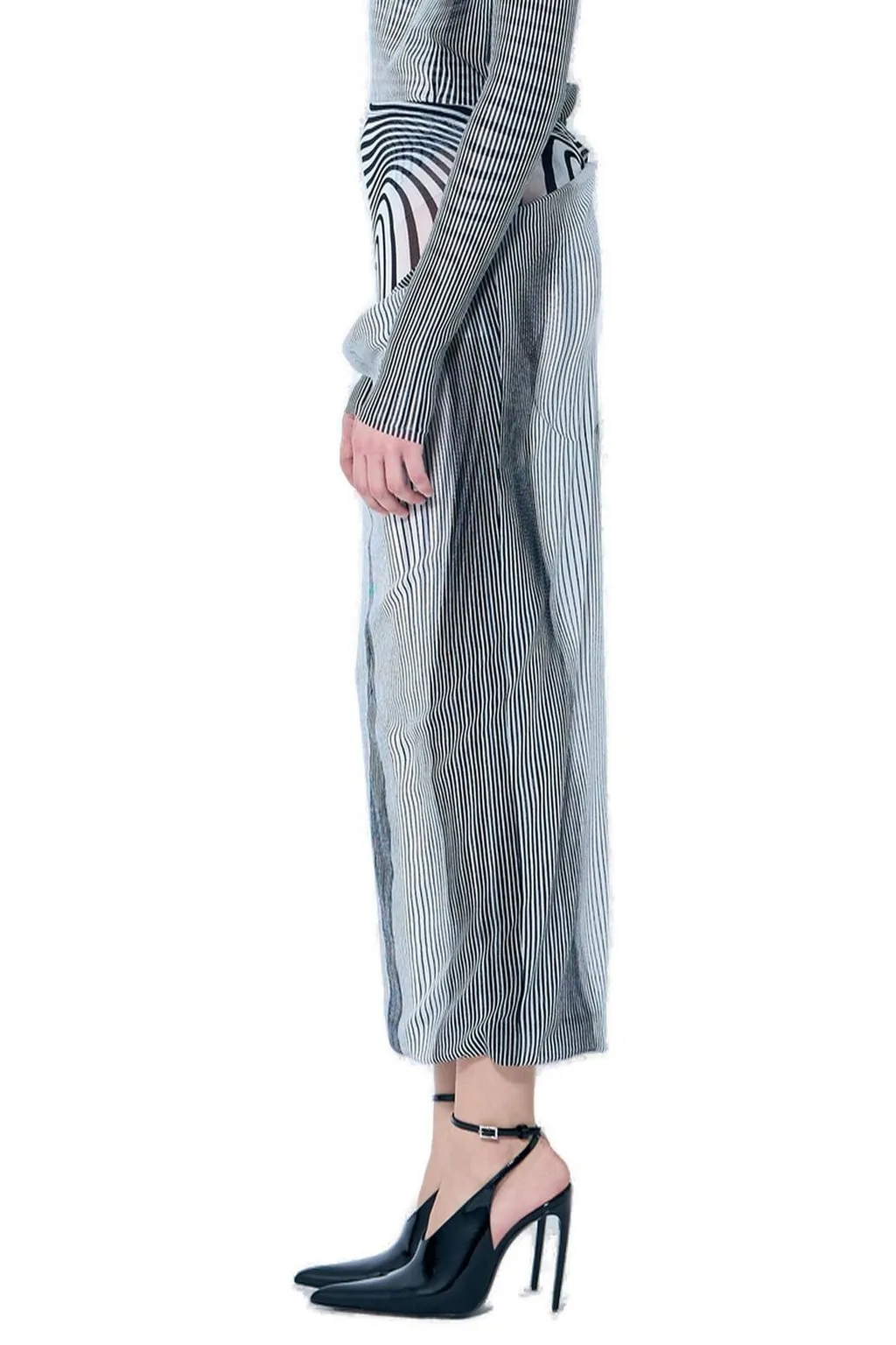 Striped Print Sheer Maxi Dress