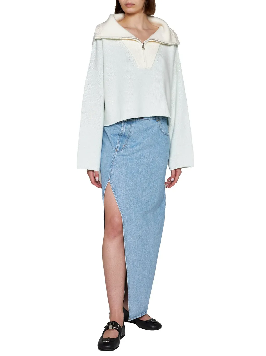 Cropped Half-Zip Sweater