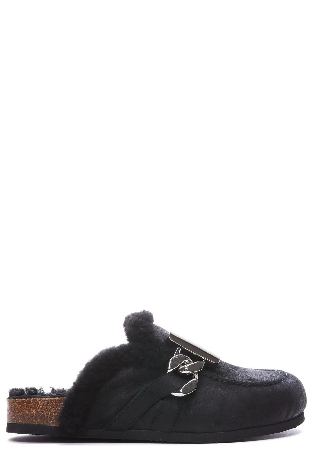 Clog With Shearling Lining And Chain Detail