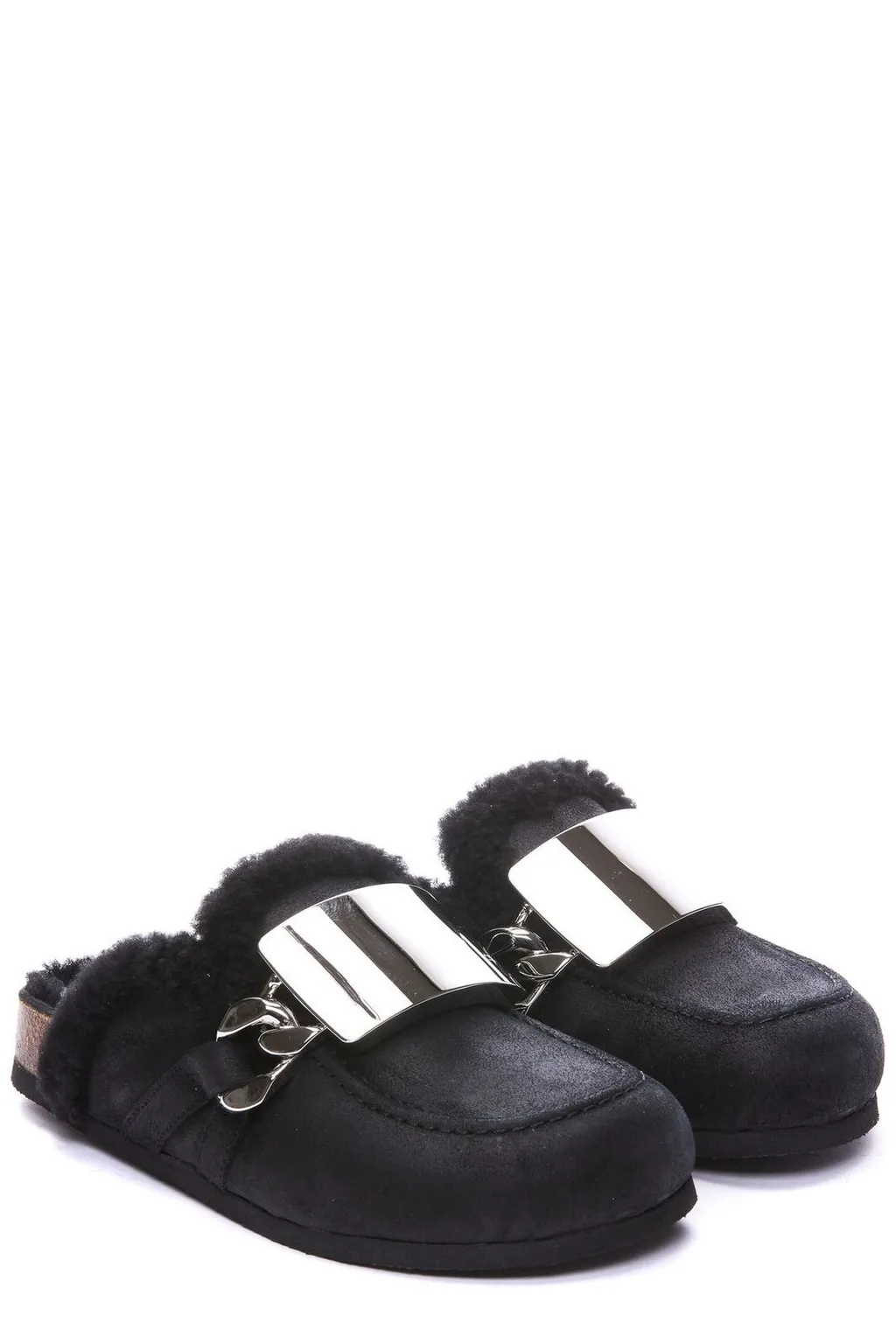 Clog With Shearling Lining And Chain Detail