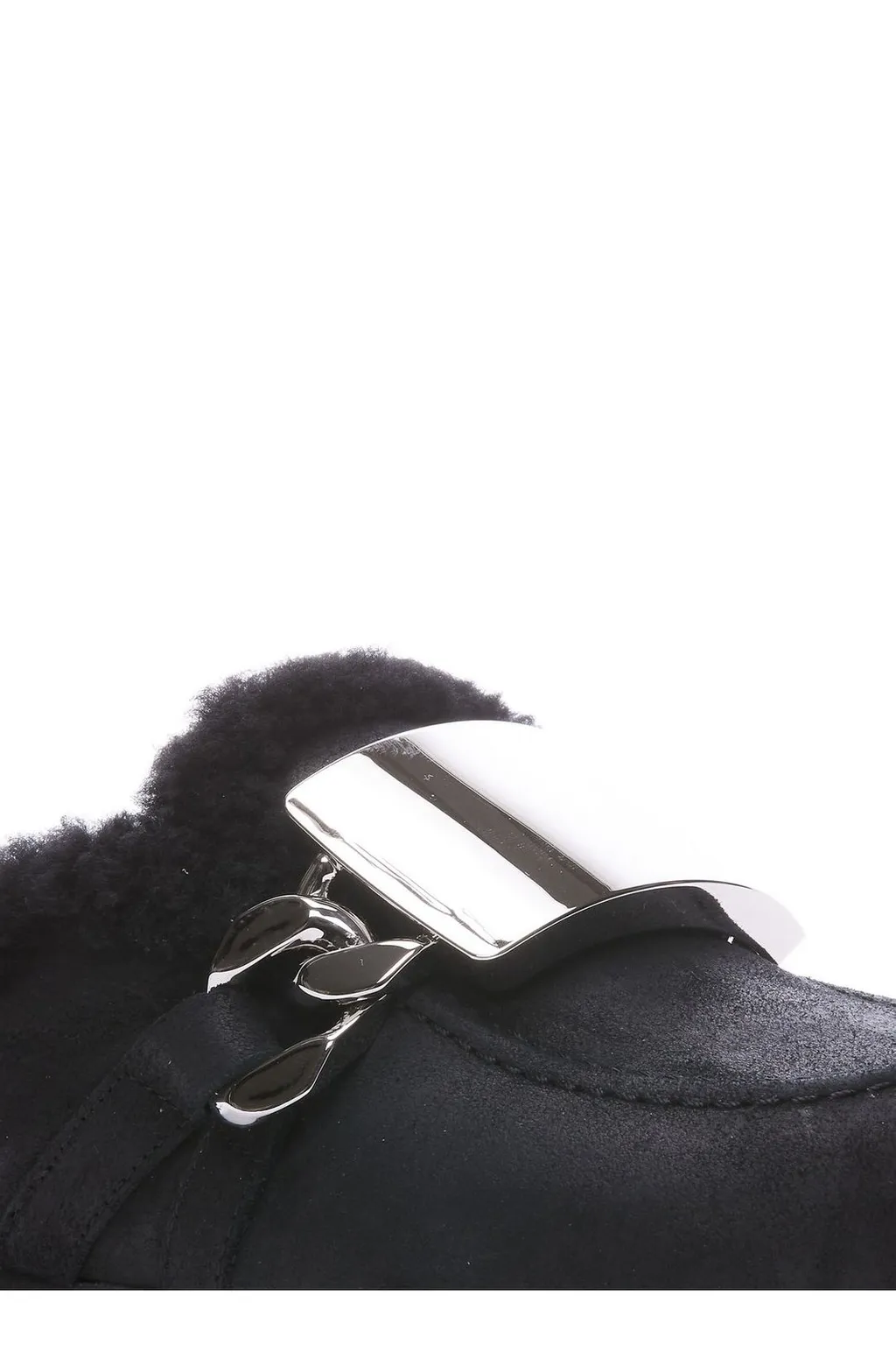 Clog With Shearling Lining And Chain Detail