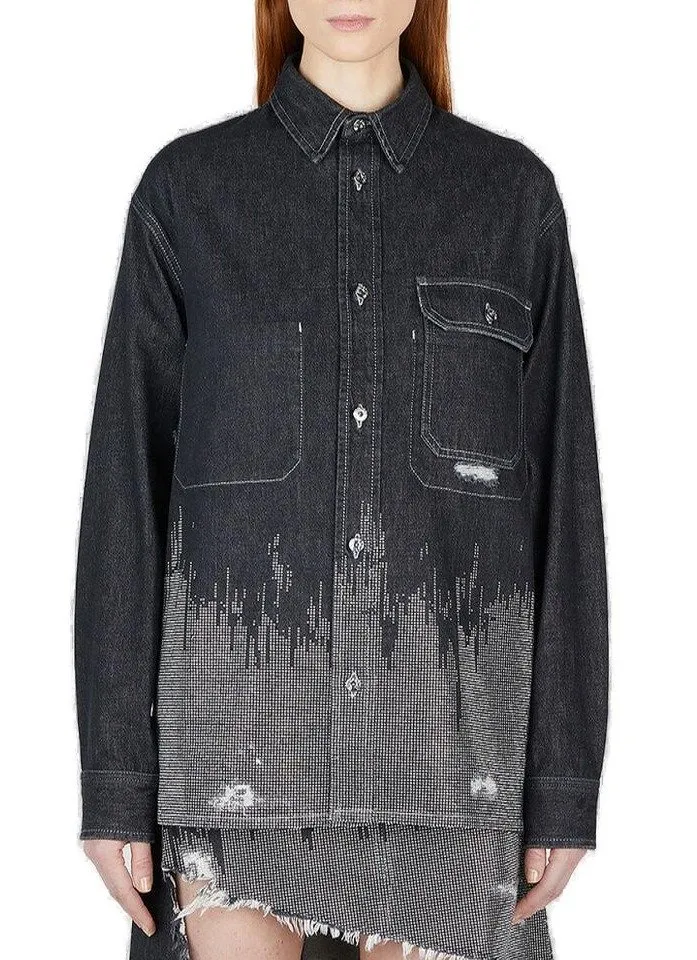 Denim Shirt With Rhinestone Embellishment