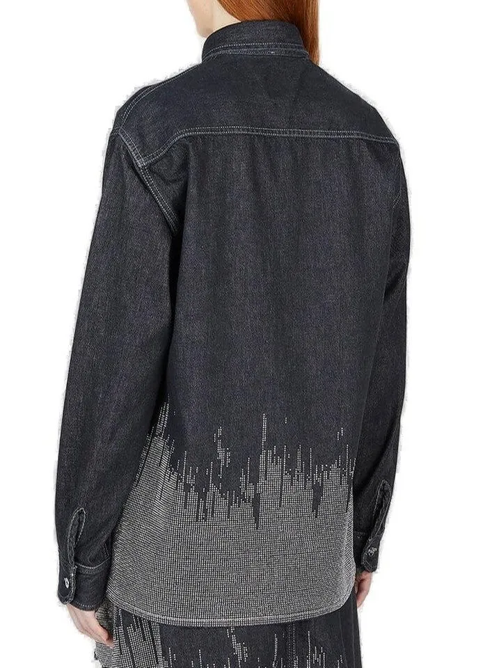 Denim Shirt With Rhinestone Embellishment